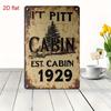 Vintage It Pitt Cabin Metal Sign  Rustic 1929 Established Design with Pine Tree  Stars Durable Wall Decor for Home Office