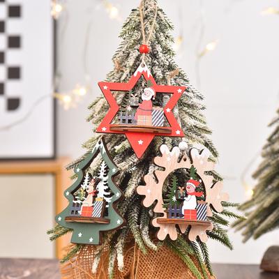 New Christmas Products, Christmas Pendants, Christmas Tree Decorations, Christmas Decorations, Wooden, Three-dimensional, Elderly Snowman Deer Pendant