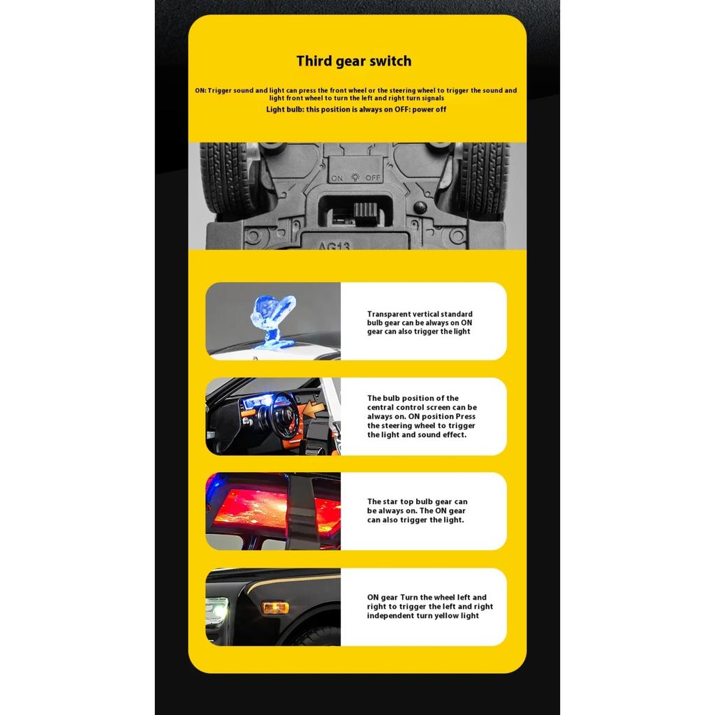 Simulated 1/22 Rolls-Royce Phantom Model Toy, Alloy Die-cast Car Model, Suitable for Boys' Birthday Gifts, Collection Ornaments