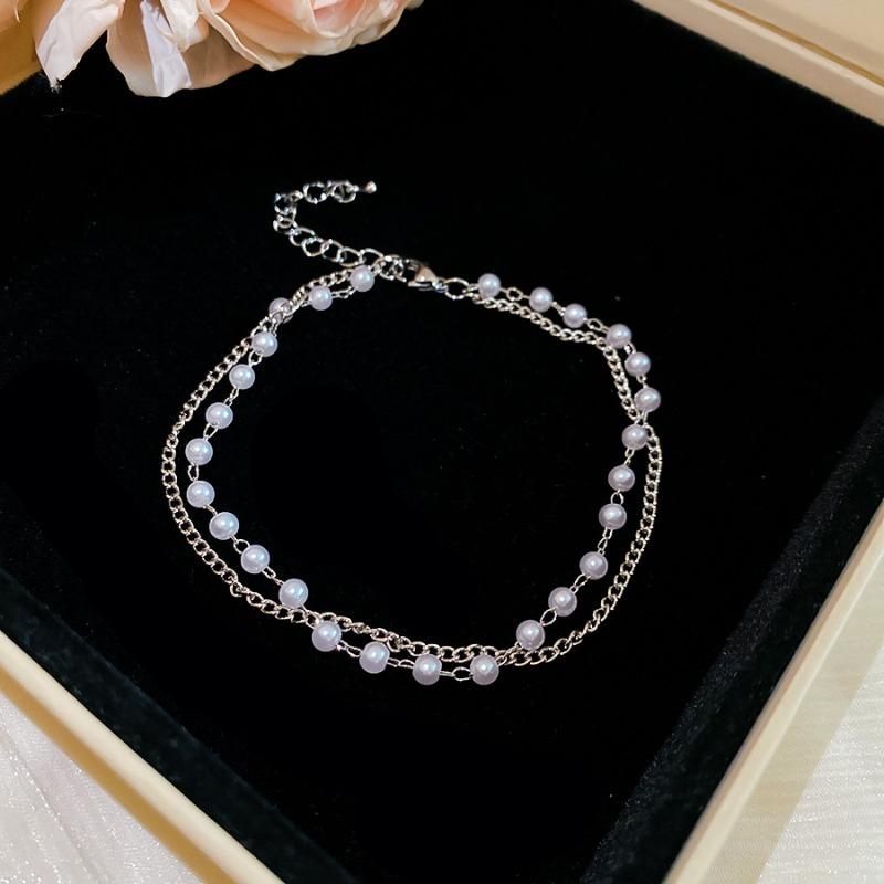 Super sparkling zircon star pearl beaded necklace bracelet anklet set new elegant high-end jewelry women