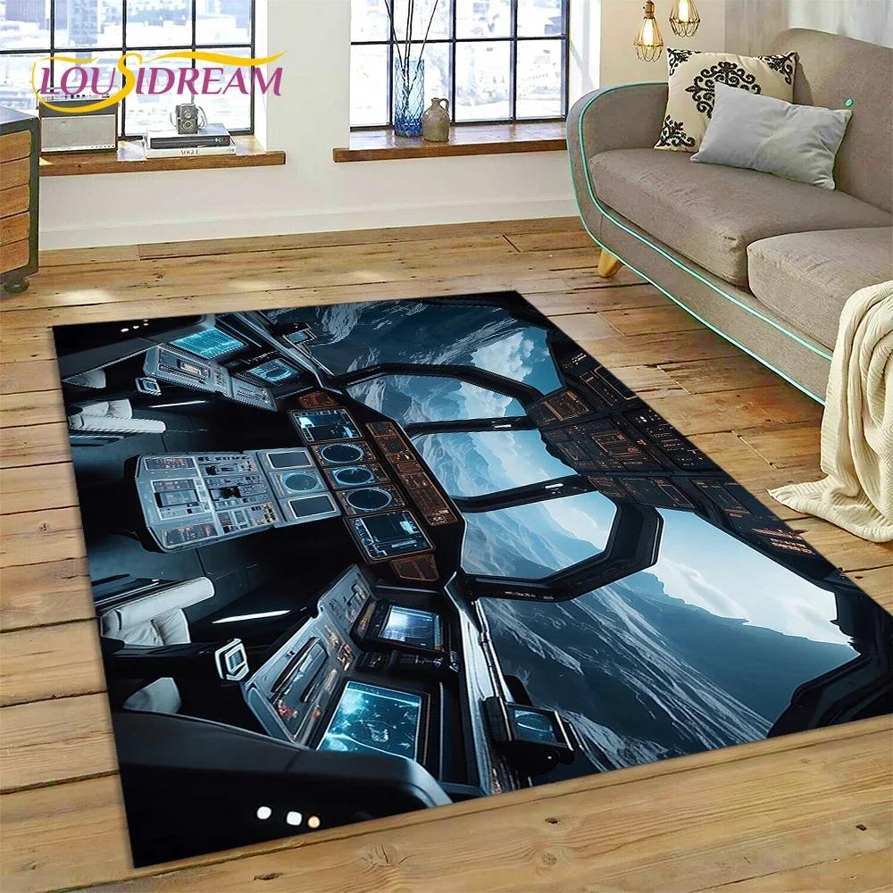Aircraft Control Cockpit Cabin Spacecraft Dashboard Carpet Rug for Bedroom Living Room Sofa Decoration,Kid Large Decor Floor Mat