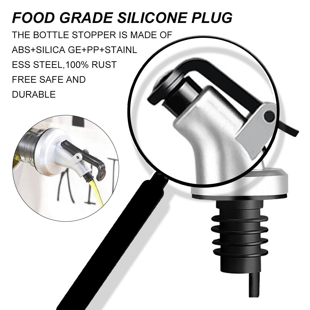 1/5Pcs Stainless Steel Oil Bottle Pourer Olive Oil Dispenser Leakproof Oil Spout Silicone Bottle Stopper for Kitchen Accessories