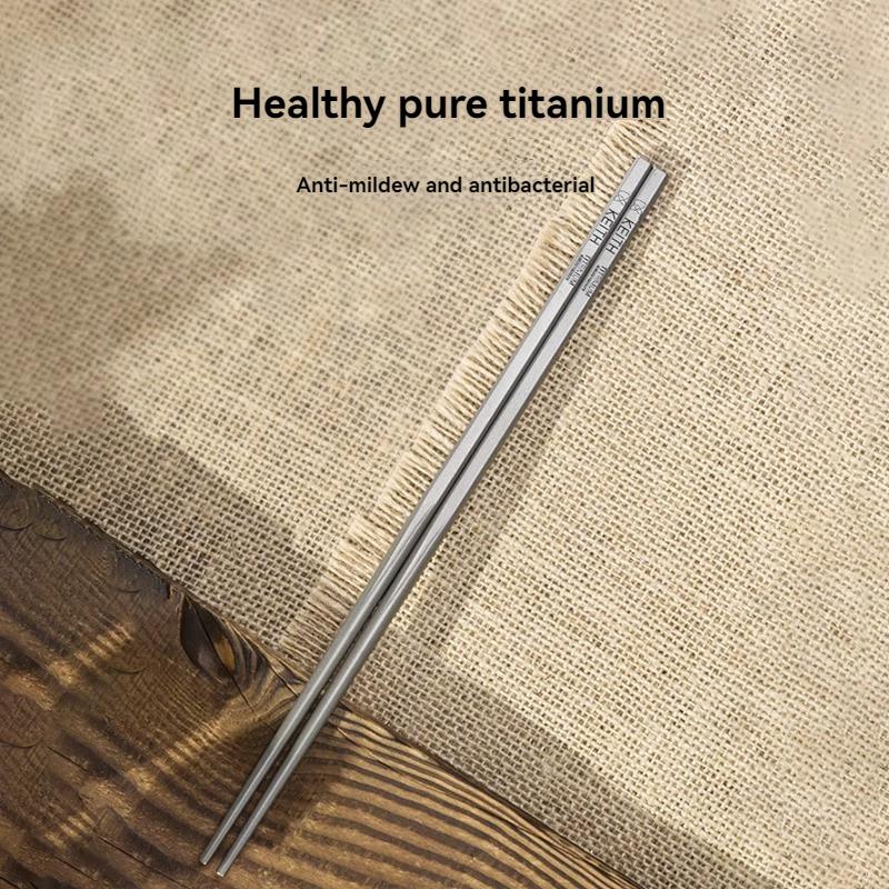Titanium Chopsticks Outdoor Portable Home Non-slip Camping Pure Titanium Tableware Titanium Metal Chopsticks