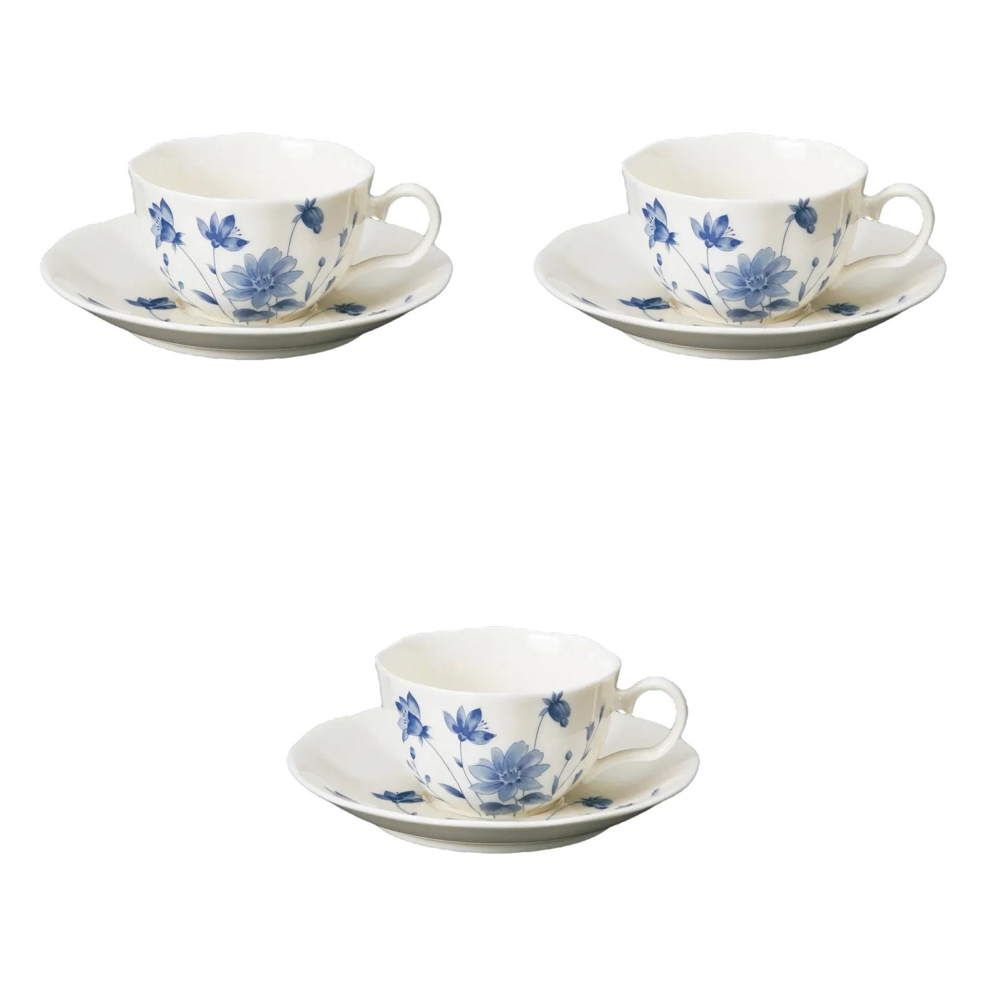 

Набор из 3 кофейных чашек и блюдец NB Blue Flower x 9 x см Чашки и блюдца Посуда Wanfuse Setomonohonpo [11.5 5.5 200cc] синий