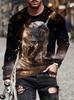 T-shirt a maniche lunghe da uomo Autunno Nuovo Stampa 3d Grafica Animale Leopardo T-shirt Primavera Casual Hip Hop Top Uomo Abbigliamento Oversize