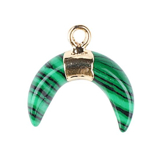 DIY Pendant Gold-Plated Edging Crescent Horn Design Natural Imitation Crystals Jade Necklace Bracelet Earrings Charm DIY Jewelry Making Accessories