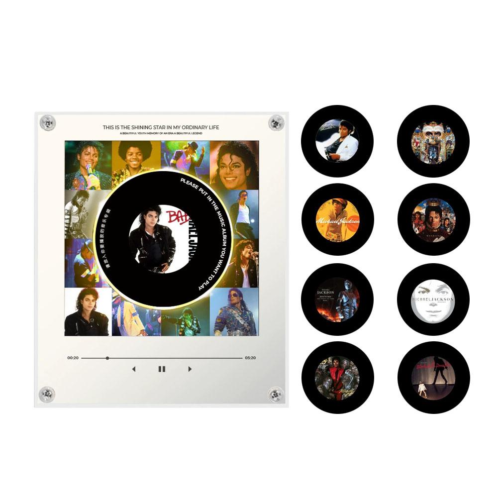 NFC Induction Rotating Vinyl Disc Player Magnetic Refrigerator Sticker Built-in Speaker Auto Singing Night Light Creative Decor