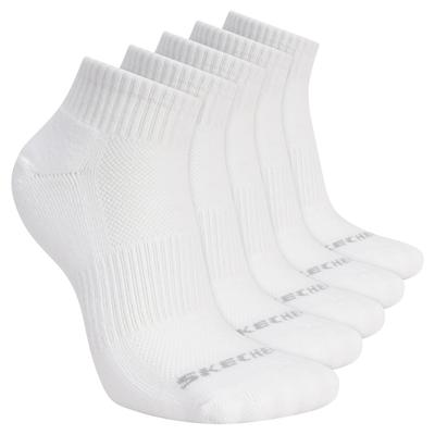 Skechers 5pk Unisex 1/2 Terry Qtr Crew, Unisex White Socks