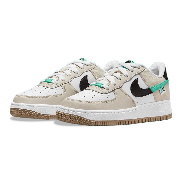 Nike Air Force 1 LE GS Spliced Swoosh Kids Sneakers White Black Sail DX6062-101