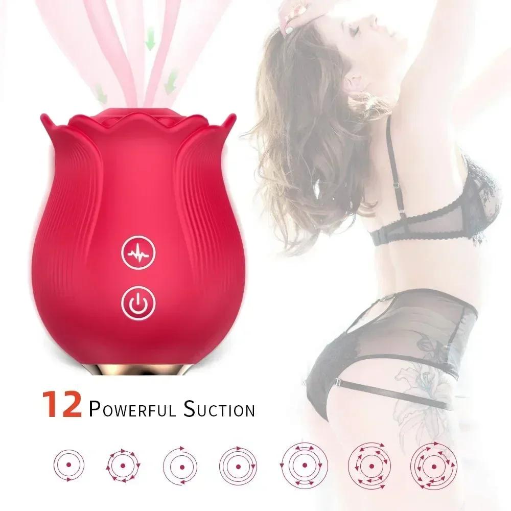 Sex Rose Shape Vagina Sucking Vibrator Intimate Good Nipple Sucker Oral Licking Clitoris Stimulation Powerful Sex Toys for Women
