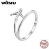 WOSTU 925 Sterling Silver Platinum Airplane Double Layer Rings Women Shiny Zircon Aircraft Ring Party Jewelry Girl Holiday Gift