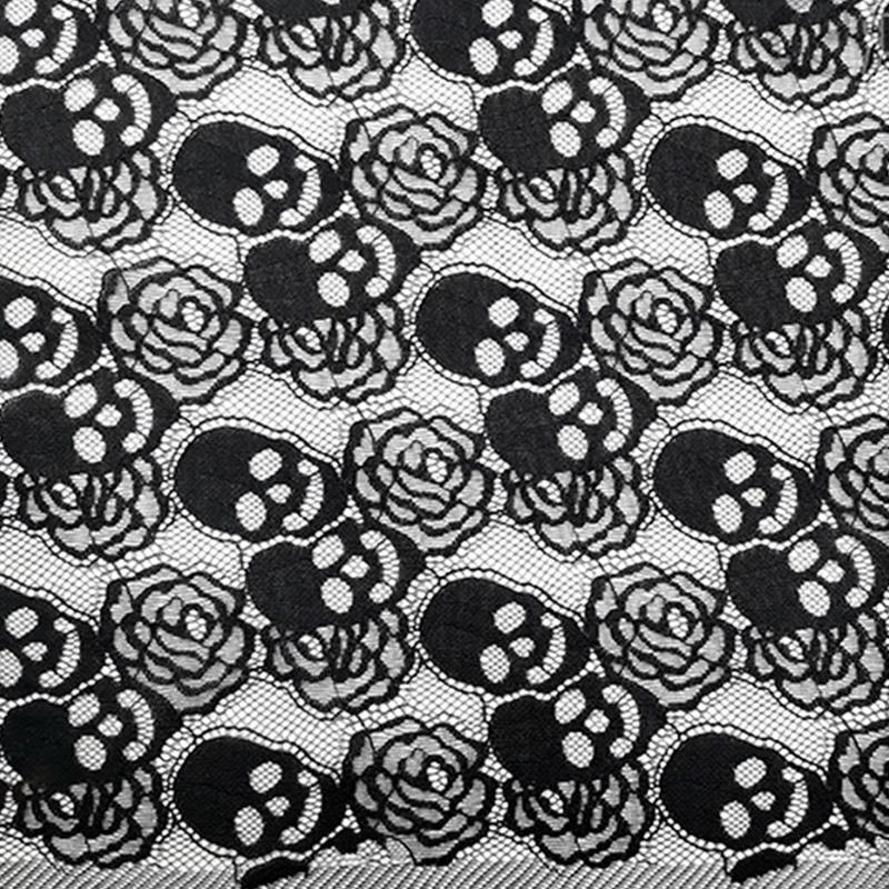 1 Yard Halloween Ghost Skull Flower Printed Lace Mesh Fabric Soft Tulle Halloween Party Decoration Diy Apparal Sewing Fabric