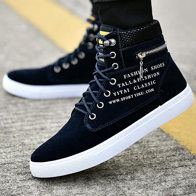 Fashion Men's Vulcanize Shoes High-top Casual Shoes for Men Brand Comfortable Male Flats Lightweight Non-slip Walking Footwear