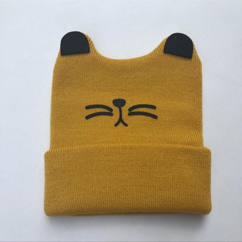 Cartoon Baby Hats Cat Knitted Cap Beard with Ears Winter Warm Newborn Caps Beanies Wool Girls Boys Hats Crochet