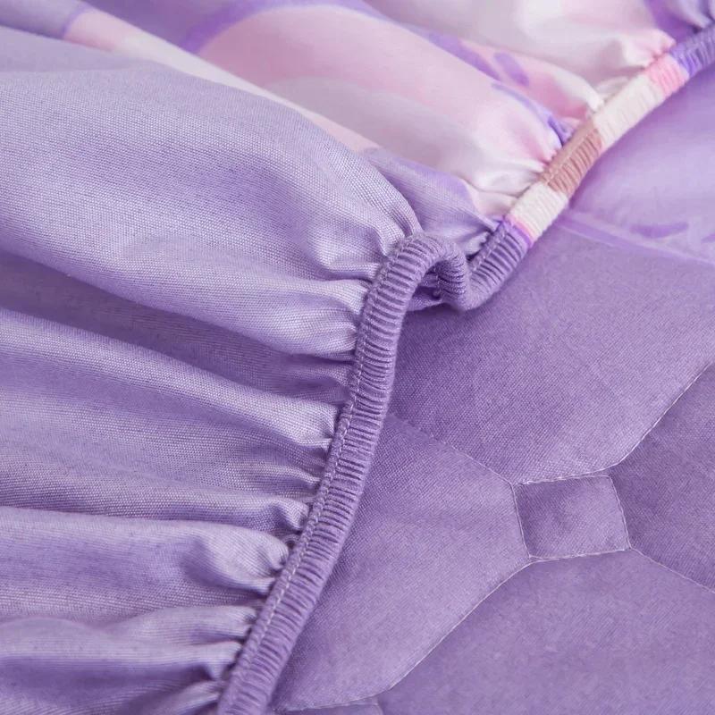 Thick Quilted Mattress Cover, Stitched Bed Linen, Printed Bedding, Large Non-Slip Bed Sheet, Dust Cover Without Pillowcase