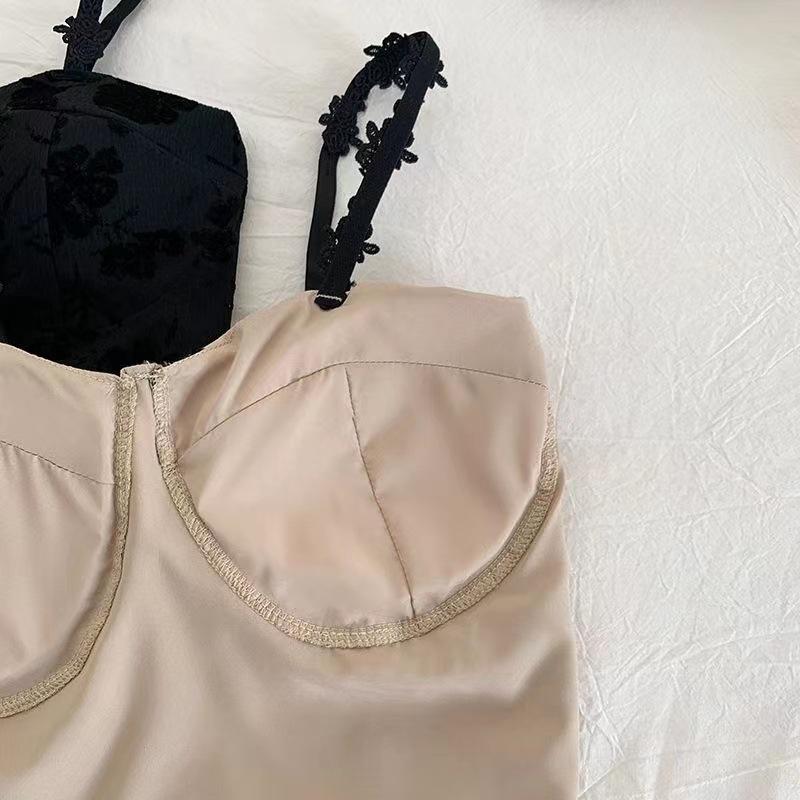 Floral Tank Top Halter Crop Tops Women Summer Camis Chest Pad Camisole Fashion Casual Tube Female Sleeveless Cropped Vest