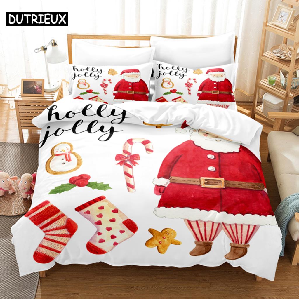 Christmas Quilt Cover Set King Size Duvet Cover Bedding Set 3Pcs 2Pcs 220X240 For Single Double Bed Full Twin 200X200 Bed Thin