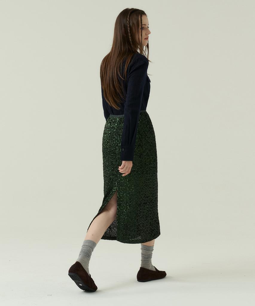 VOYONN 2.5Mm Beaded Skirt Party Green 0153