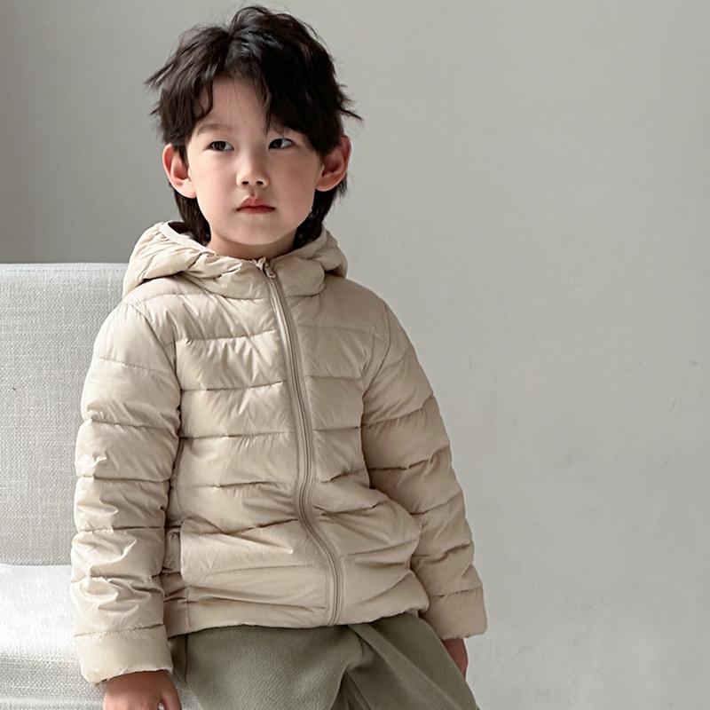 Children's Lightweight Down Jacket White Duck Down Parka with Hood Warm Boys Girls Outdoor Jacket