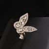  Customized Light Luxury Retro 18K Gold Plated Copper Zircon Butterfly Ring Ins Cold Wind Adjustable Women Jewelry Gift