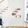 4Pcs/Set Vintage Wooden Fish Wall Decoration School of Fish Lake Beach House Bathroom Coastal Wall Art Nautical Ocean Theme Hanging Ornament