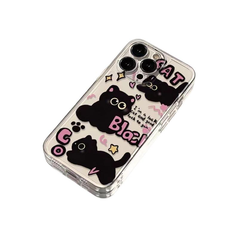 Little Black Cat Transparent Case for iPhone 17 Pro Max, 15, 14, 13, XR, 16 - Anti-Fall, Soft