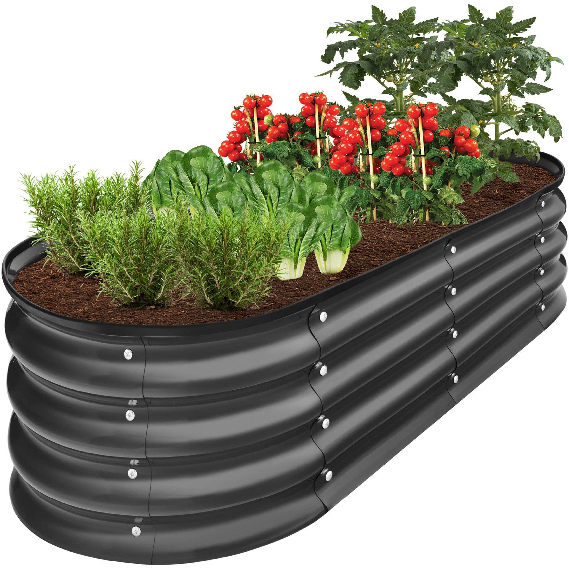 

1PCS Metal Planting Box Vegetable Growing Tank Combined Plant Vegetable Growing Box Oval-shaped Galvanized Steel Sheet in Variou