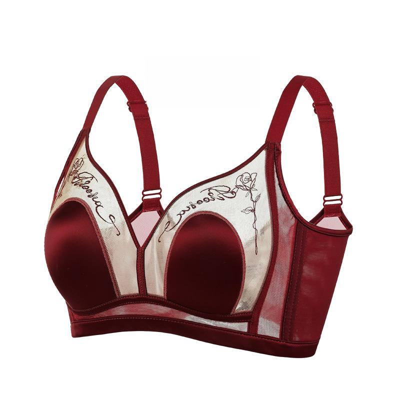 

Женское тонкое бюстье с чашками в форме кроличьих ушек, красивой спинкой, дышащее и плотно прилегающее кружевное бра, бюстгальтер пуш-ап 40/90C вино красного
