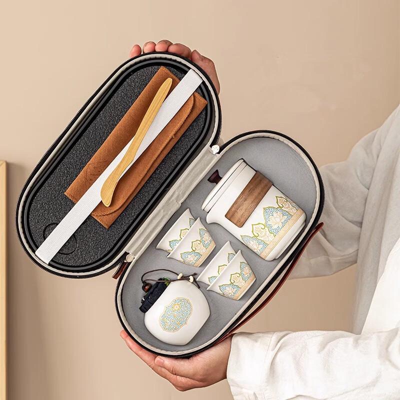 Shang Qi Matte Blue Ceramic Travel Tea Set