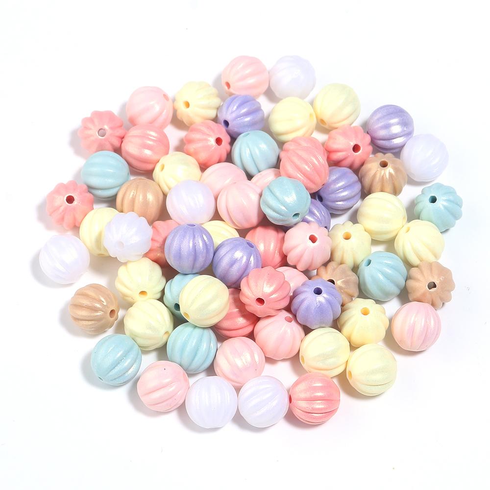 100pcs Acrylic Beads Mixed Macaron Color Star Heart Pumpkin Shape Loose Beads For Jewelry Making DIY Bracelets Keychain Supplies