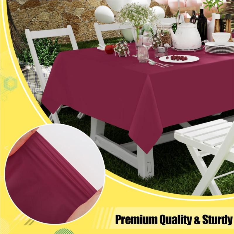 Homaxy Versatile Disposable Table Cloth  Plastic Waterproof Tablecloth Decorative Rectangle Table Covers of Party Camping Picnic