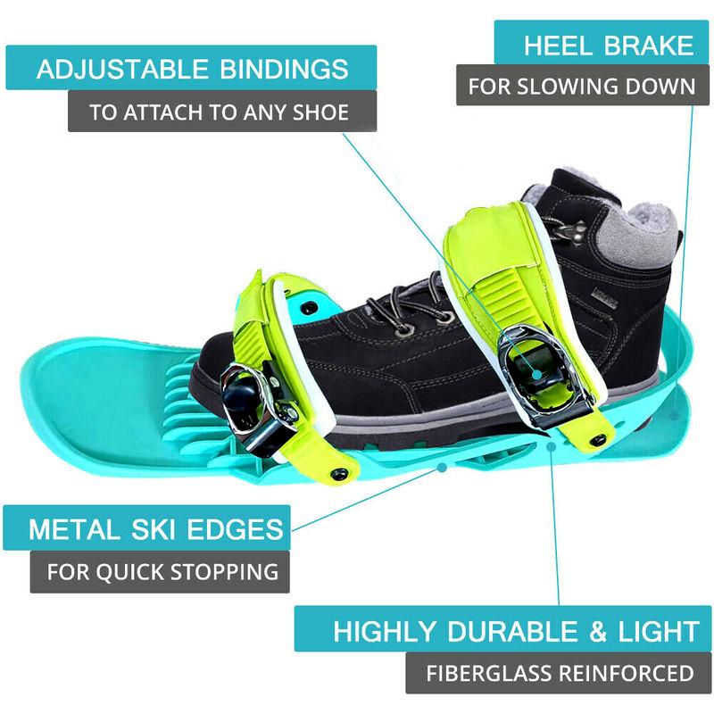 1 Pair Mini Ski Skates Snow Short Skiboard Adjustable Bindings Skiing Shoes Outdoor