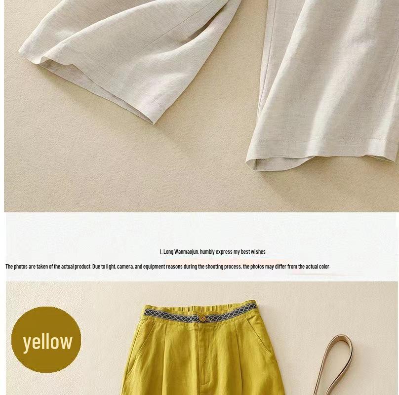 Trendy Women's Japanese-Style Wide-Leg Cotton and Linen Drape Pants