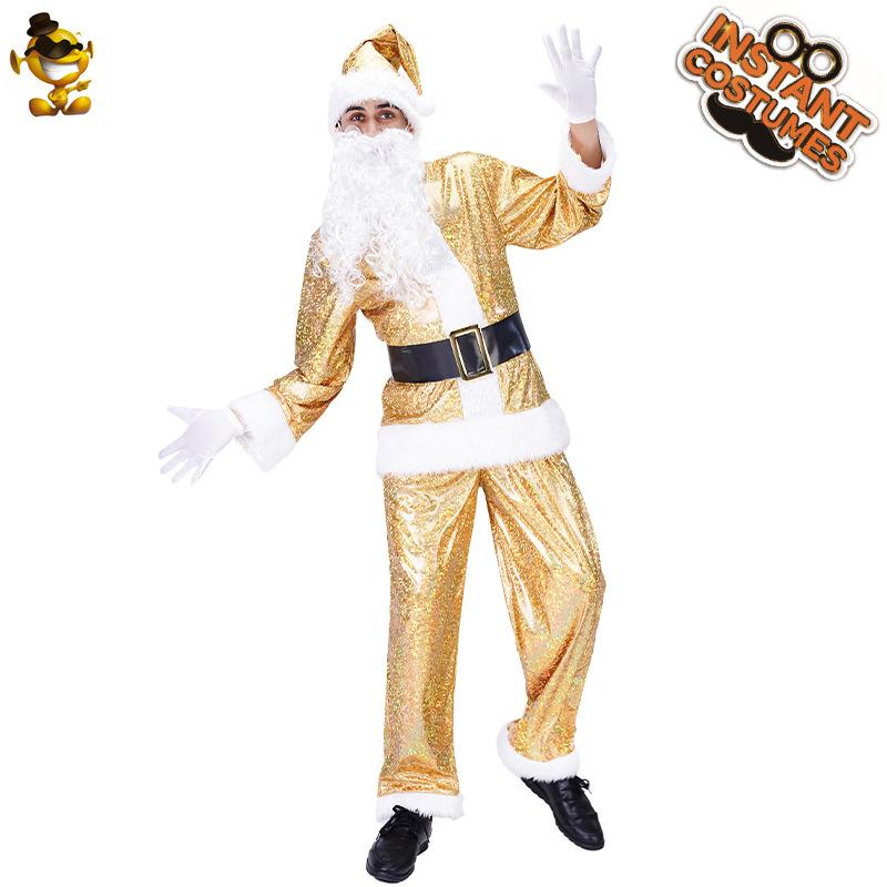 

Костюм Санты, золотой костюм Санты, красный костюм, костюм для рождественского сценического выступления L