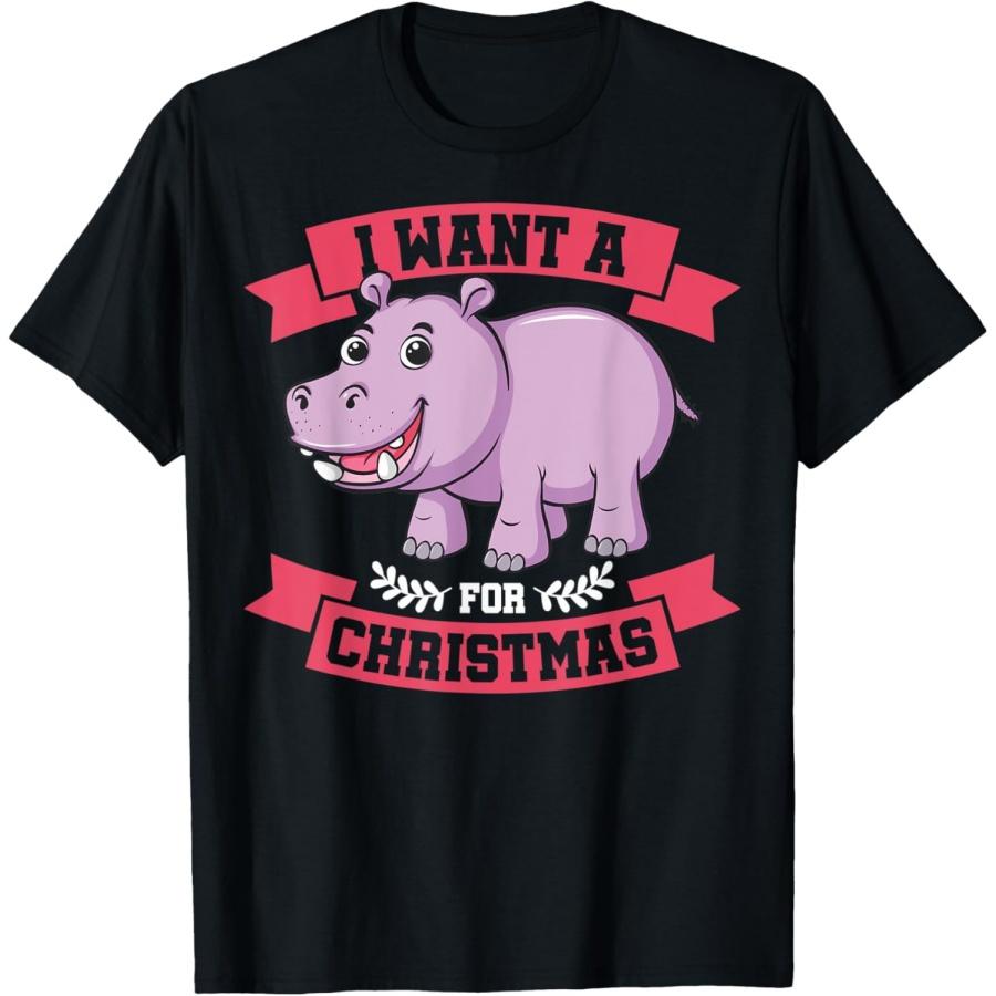 

I Want A Hippo For Christmas Hippopotamus Christmas T-Shirt XXXXXL чёрный
