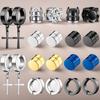Set de Pendientes Magnéticos de Acero Inoxidable con Forma de Cruz y Circonita para Hombres y Mujeres