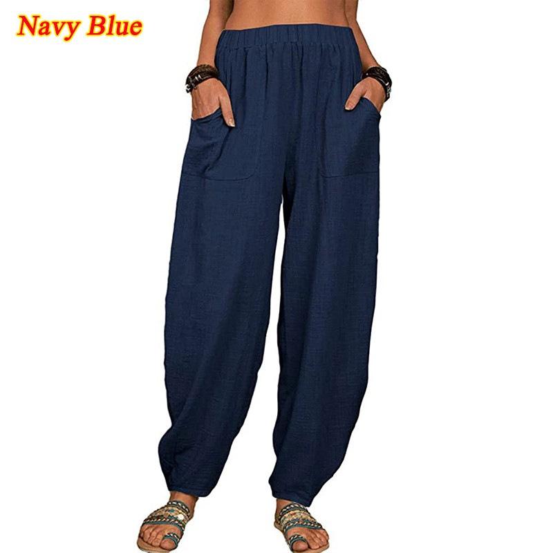 Damen lässige Haremshose aus Baumwolle und Leinen - Europäischer und Amerikanischer Stil