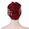 Women's Solid Color Hot Drilling Pearl Turban Hat Cap Head Hat Accessories