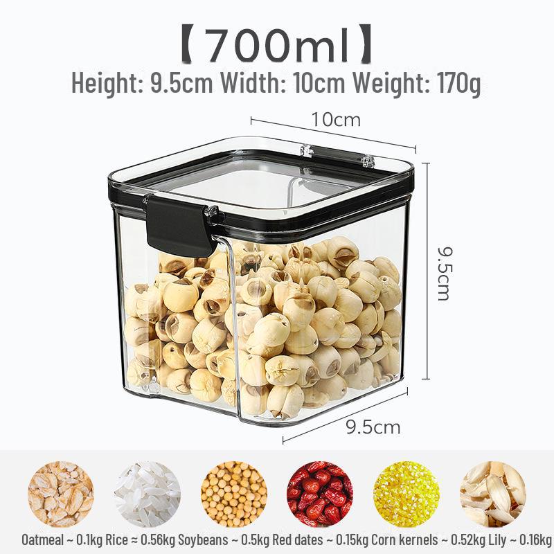 Verdicktes transparentes quadratisches Glas zur Aufbewahrung von Vollkornprodukten, Snacks und Tee