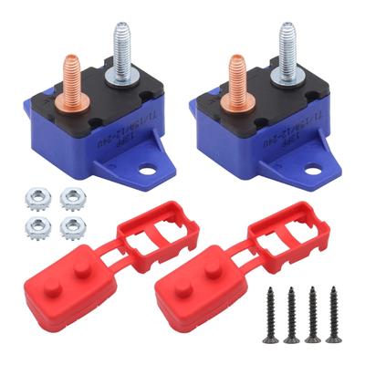 2Pieces 15A Automatic Reset Circuit Breakers Overcurrent Protectors 6-28VDC Systems Plastic Housing Mounting Wing Design
