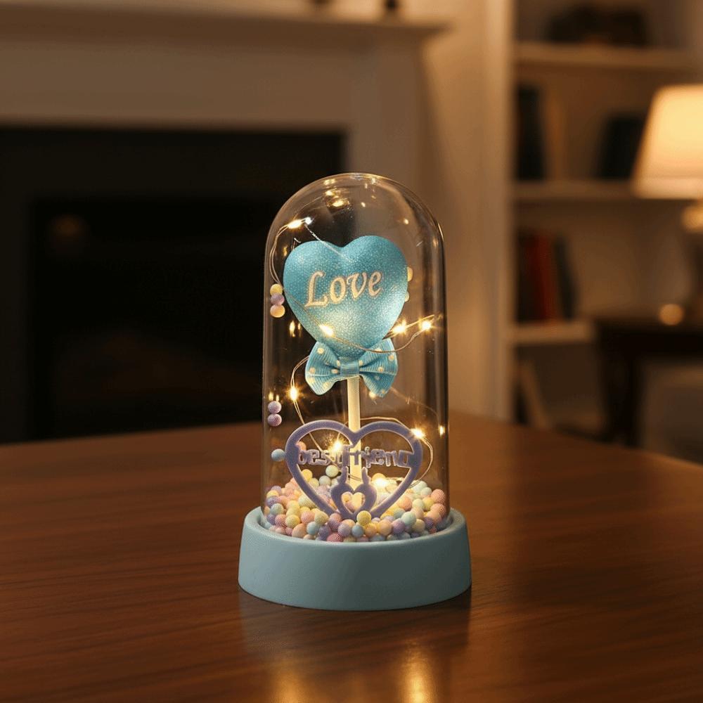 

Romantic Acrylic Cover Love Ornaments Beautiful Valentine s Day Decorations LED Love Lamp Birthday синий