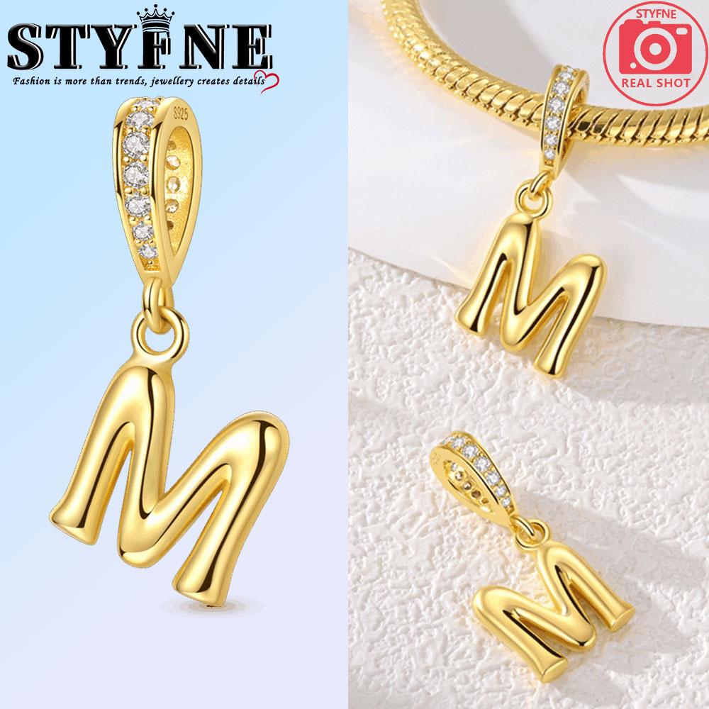 Fit Original Bangle Bracelet Diy A-Z Alphabet Charms Bead Copper Zircon Love Letter Dangle Pendant Jewelry Gift