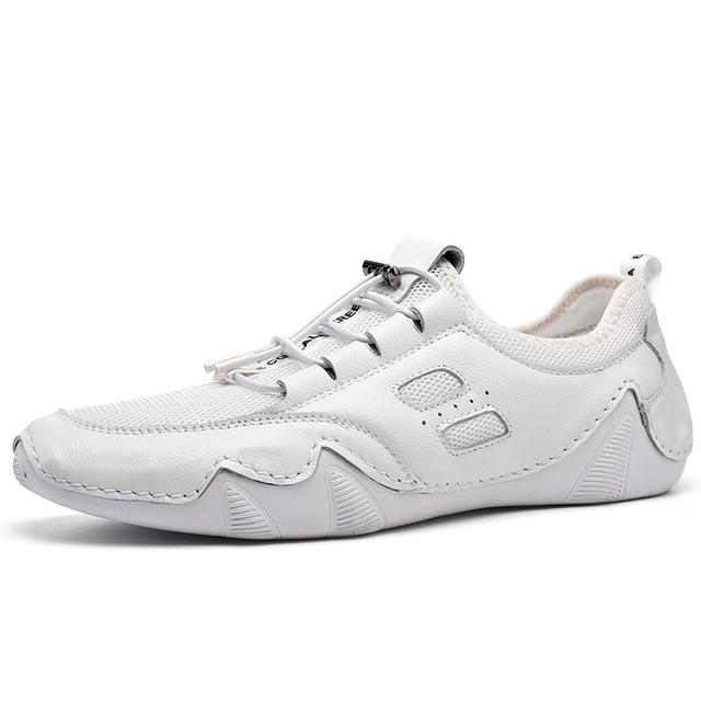 

Мужская повседневная обувь Кожаная обувь ручной работы Удобная мужская обувь на плоской подошве Универсальные мужские кроссовки 39 слоновая кость