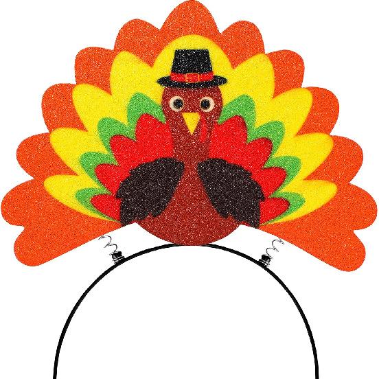 Geefuun 6PCS Thanksgiving Turkey Headband Decorations - Party Head Boppers Accessories