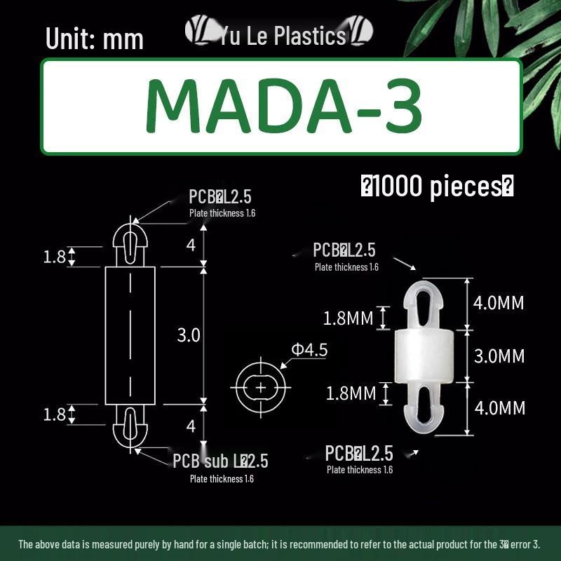 Loose or Bag - MADA-2~22 Aircraft Head Standoff M2.5 Double-Ended Stud for PCB Hole, 2.5mm Cylindrical Head