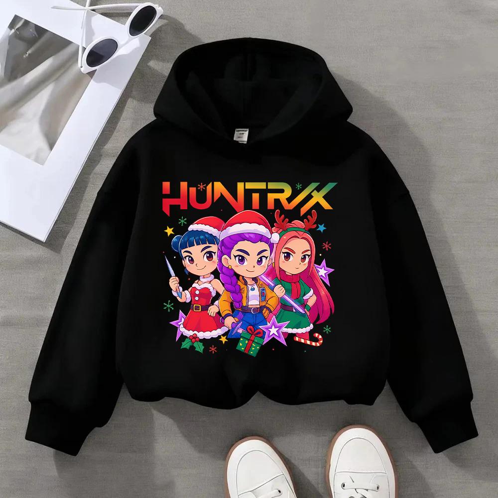 Adorable Kids Christmas Hoodie with Cute Anime Girls Design HUNTRIX Perfect for Festive Season