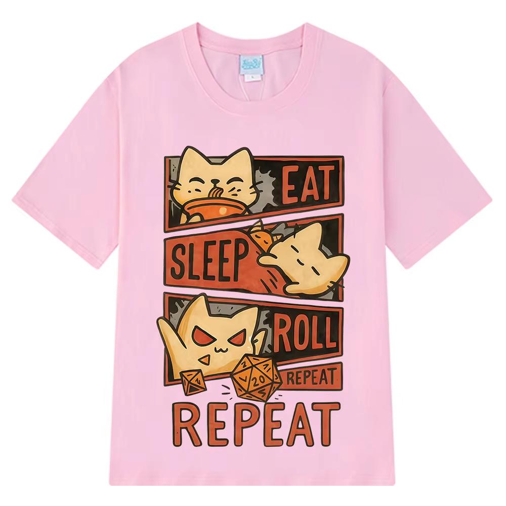 Whimsical Cat Dungeons & Dragons Funny Meme Graphic Print Women And Men Short‑Sleeve T-shirt