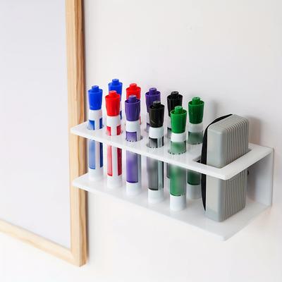 10 Steckplätze Acryl Wandmontierbarer Markerständer Whiteboard-Organizer, Klassisches Design Stifthalter für Büro, Schule, Zuhause Kein Strom erforderlich