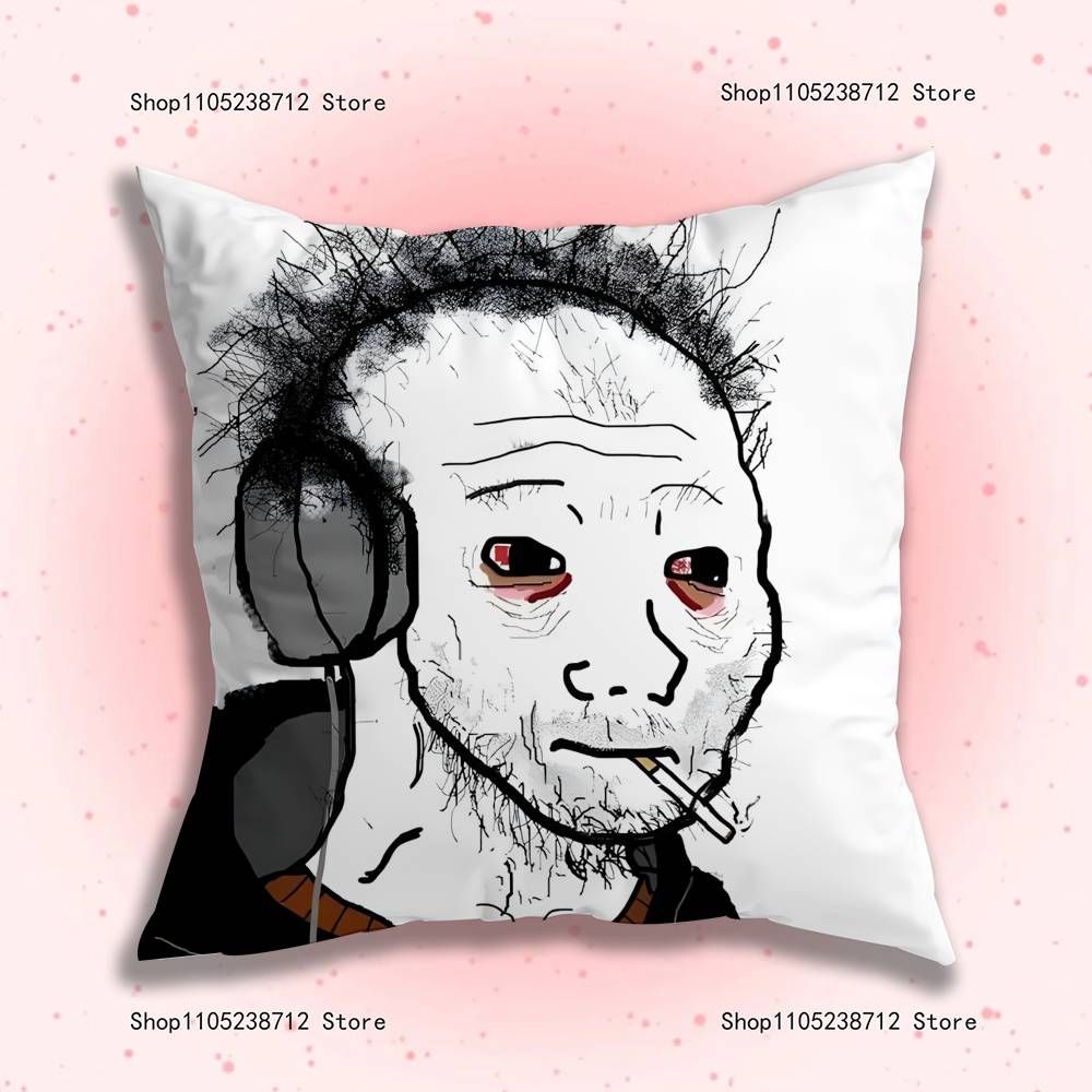 Wojak Soyjak Its Over Funny Meme Pillow Covers Cartoon Sofa Decorative Home Double-sided Printing Short Plush Cute Cushion Cover