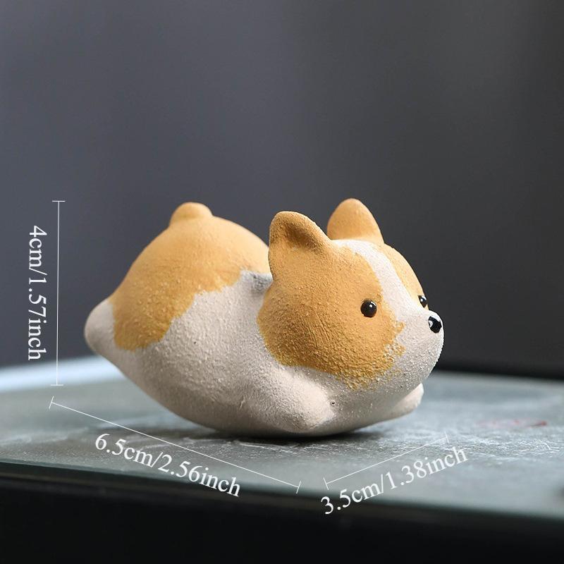 

Corgi Little Tea Pet Tumbler Mini Tea Play Desktop Ornament Purple Clay Handicraft Household Ornament Tea Ceremony Accessories